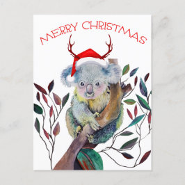 Jul Koala med Santa Hat Helg Vykort