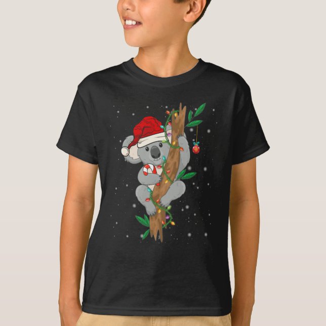 Jul Koala Santa Sleigh Teacher T Shirt (Framsida)