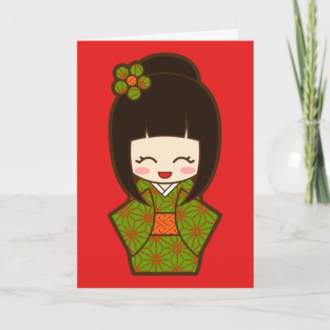 Jul Kokeshi Helgkort (Framsida)