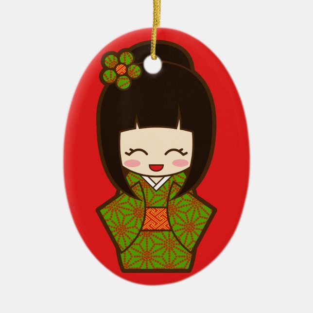 Jul Kokeshi Julgransprydnad Keramik (Framsidan)