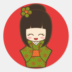 Jul Kokeshi Runt Klistermärke