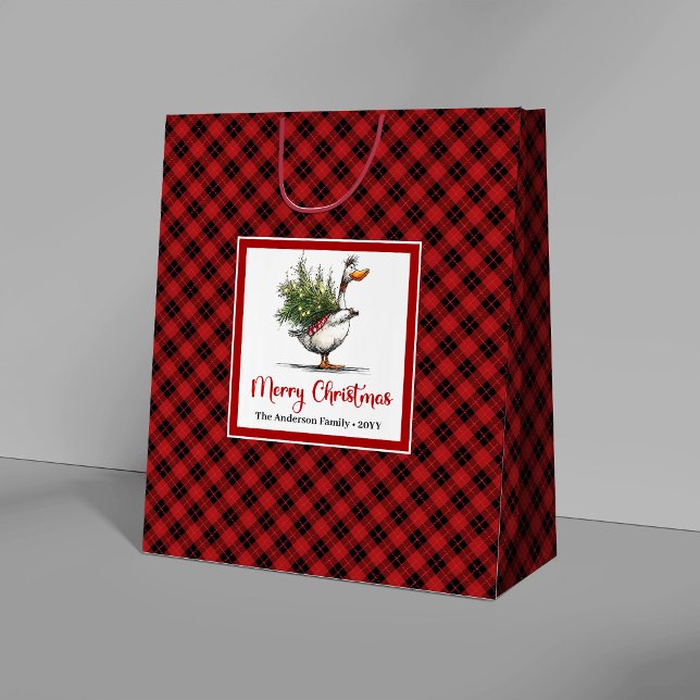 Jul Konstig Gås Humor Nyckfull Presentpåsar (Christmas Quirky Goose Humor Whimsical Gift Bags)