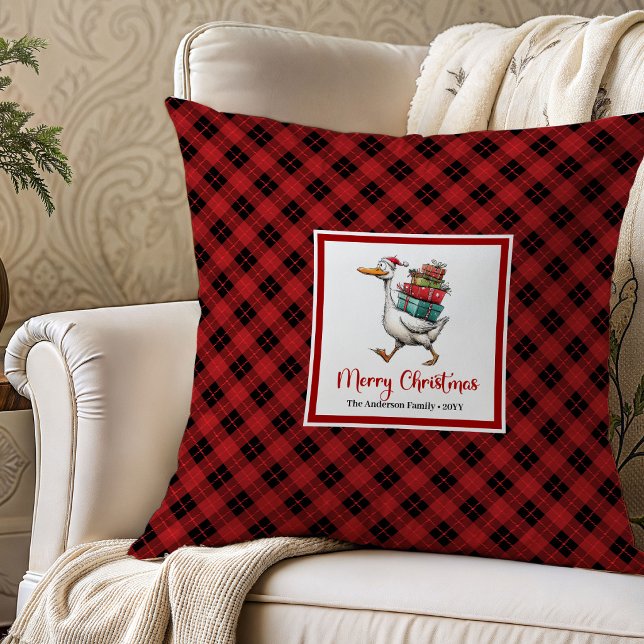 Jul Konstiga Gäss Humor Kuddprydnad Dekor Kudde (Christmas Quirky Geese Humor Throw Pillow Decor)