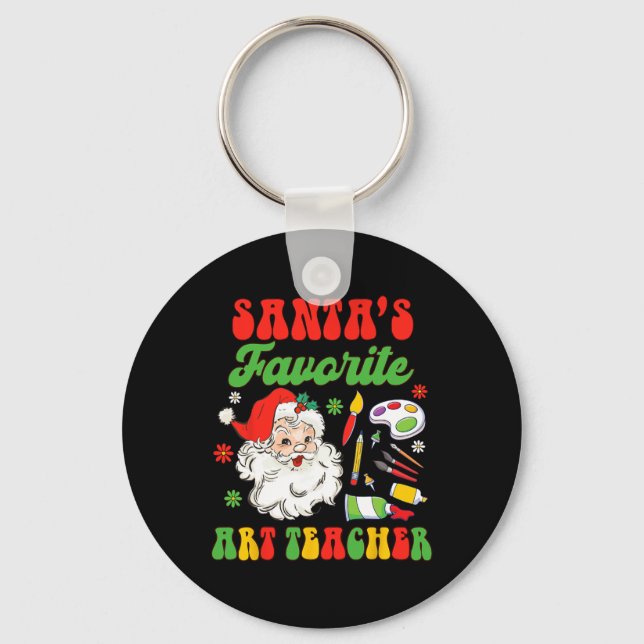 Jul Konstlärare Målar Santas Favorit Konstnär Nyckelring (Framsida)