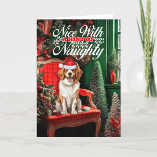 Jul Kooikerhondje Hund Naughty eller Nice Helgkort