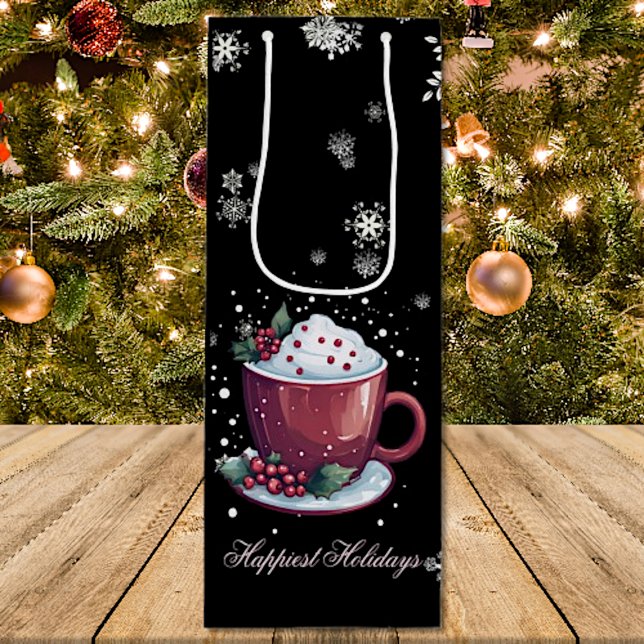 Jul Kopp i Hett Chocolate (Christmas Cup of Hot Chocolate Wine Gift Bag)
