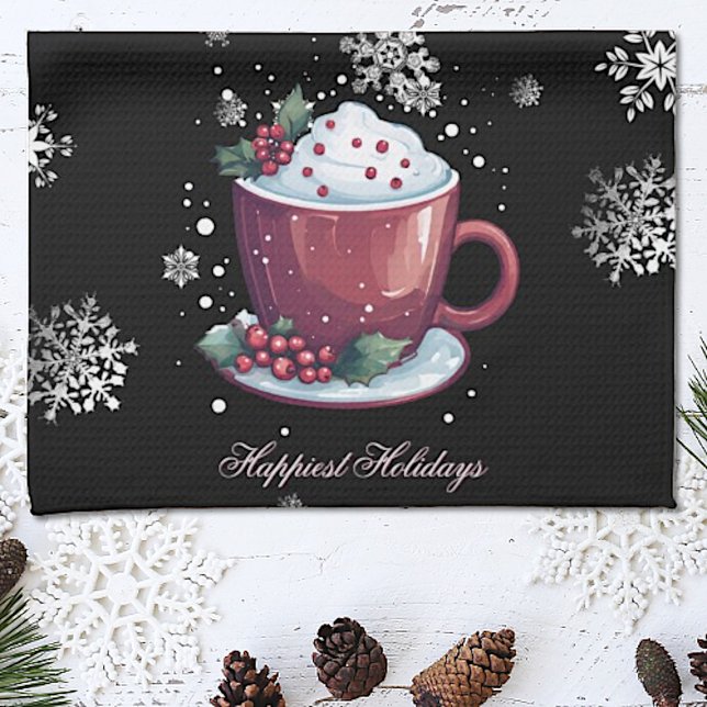 Jul Kopp i Hett Chocolate Kökshandduk (Christmas Cup of Hot Chocolate Kitchen Towel)