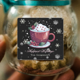 Jul Kopp i Hett Chocolate Personlig Baking Klistermärke