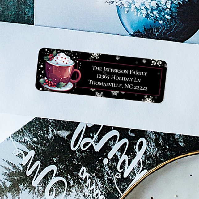 Jul Kopp i Hett Chocolate-Personligen Returadress Etikett (Christmas Cup of Hot Chocolate Personalized Address Label)