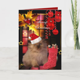 Jul kort julgran katt hatt