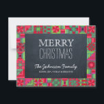 Jul-kort med kort för julgranskartong<br><div class="desc">Det här julkortet i Rustic Chic har en handritad illustration av en quilt,  som sätter upp en schalkboard. Tvärtom är det en originell jul dikt och Helgdag Basket. All text är helt och hållet anpassade för att säga exakt vad ni vill!</div>