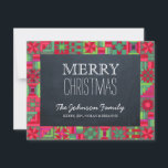 Jul-kort med kort för julgranskartong<br><div class="desc">Det här julkortet i Rustic Chic har en handritad illustration av en quilt,  som sätter upp en schalkboard. Tvärtom är det en originell jul dikt och Helgdag Basket. All text är helt och hållet anpassade för att säga exakt vad ni vill!</div>