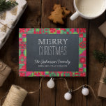 Jul-kort med kort för julgranskartong<br><div class="desc">Det här julkortet i Rustic Chic har en handritad illustration av en quilt,  som sätter upp en schalkboard. Tvärtom är det en originell jul dikt och Helgdag Basket. All text är helt och hållet anpassade för att säga exakt vad ni vill!</div>