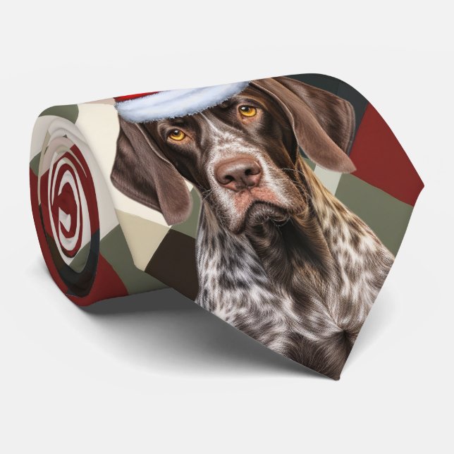 Jul Korthårig Pointer Hund Plaid Jul Slips (Rullad)