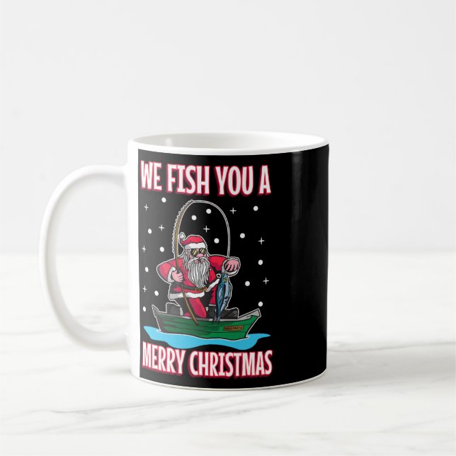Jul kostym fiskare fiske rolig cool tomte kaffemugg (Vänster)