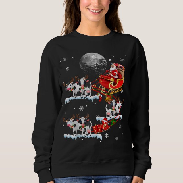 Jul Kow Älskare Santa Riding Reindeer Cow T Shirt (Framsida)