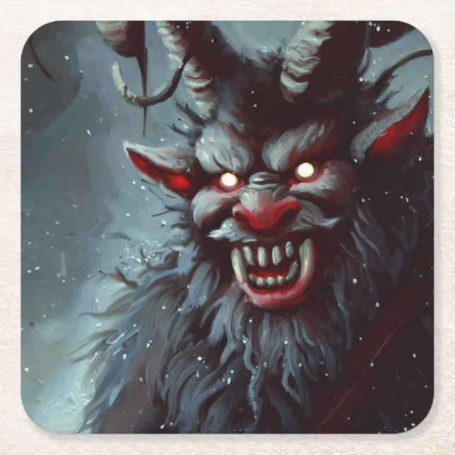 Jul Krampus 2 Underlägg Papper Kvadrat (Framsidan)