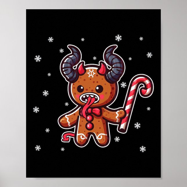 Jul Krampus Pepparkaksgubbe Jul Pajama Poster (Framsidan)