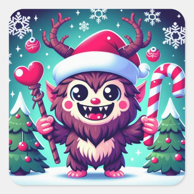 Jul Krampus Sticker Fyrkantigt Klistermärke (Framsida)
