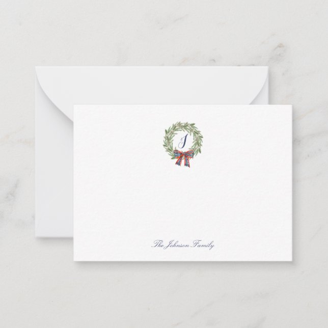 Jul Kransslinga presentkort brevpapper monogram Anteckningskort (Framsida)