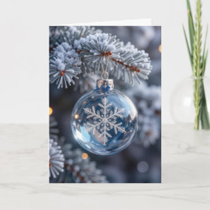 Jul Kristall Snöflinga Ornament Kort