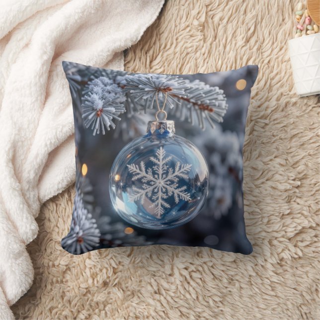 Jul Kristall Snöflinga Ornament Kudde (Filt)
