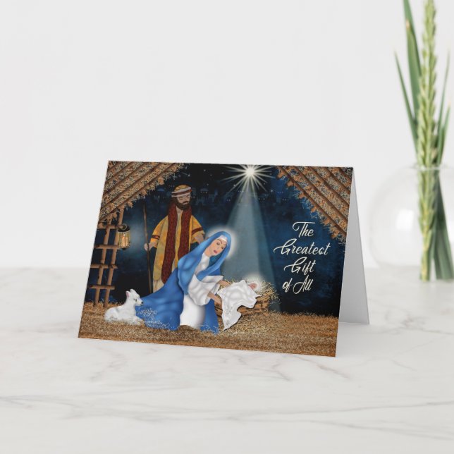 Jul, kristen, Manger Scene, Mary, Joseph Kort (Framsida)