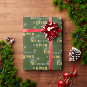 Jul - kristen text på Grönten Presentpapper