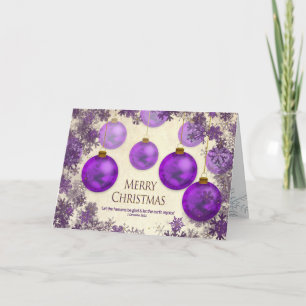 Jul, kristen/Verse, Lila Ornaments/Snö Kort