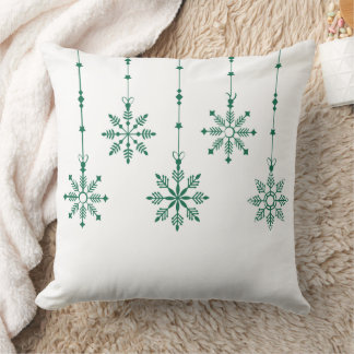 Jul-kudde med hängande gröna snöflingor & H Kudde