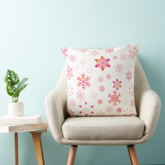 Jul-kudde med rosa snöflingor kudde