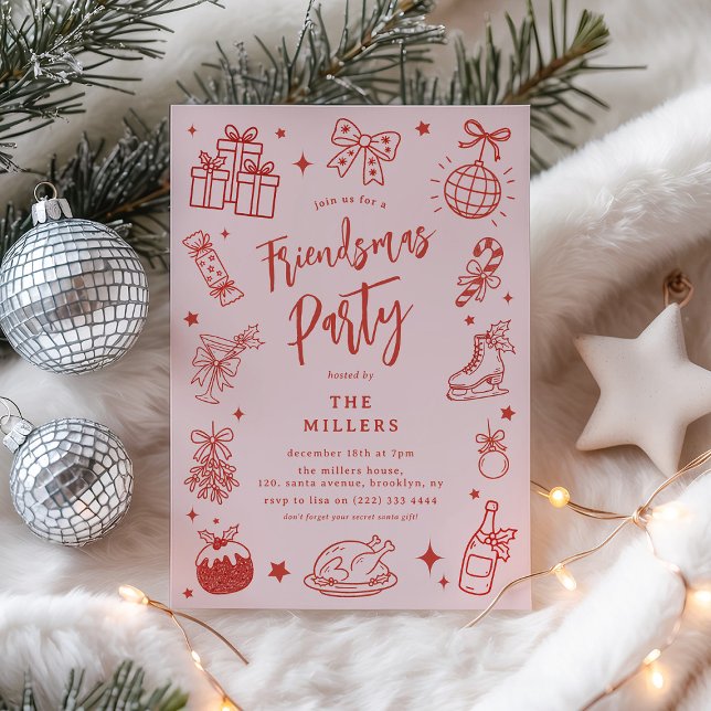 Jul kul doodle Friendsmas-fest Inbjudningar (Skapare uppladdad)