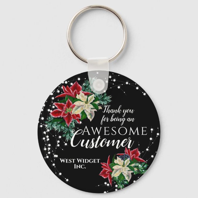 Jul Kund Tack Floral Svart Nyckelring (Framsida)