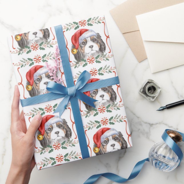 Jul Kung Charles Spaniel Hund Mönster Presentpapper (Gifting)