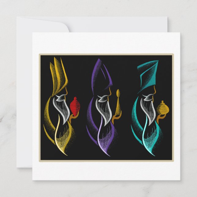 Jul kungar Magos broderad stil Julkort (Framsida)