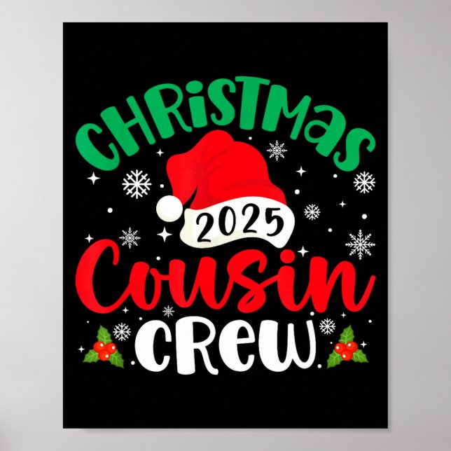 Jul Kusin Crew 2025 Xmas Tomte Hatt Matchande Poster (Framsidan)