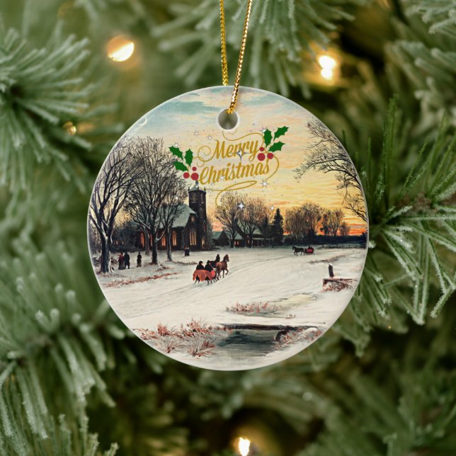 Jul Kväll, 1889, God jul! Julgransprydnad Keramik (Träd)