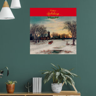 Jul Kväll, berömd, målning Poster