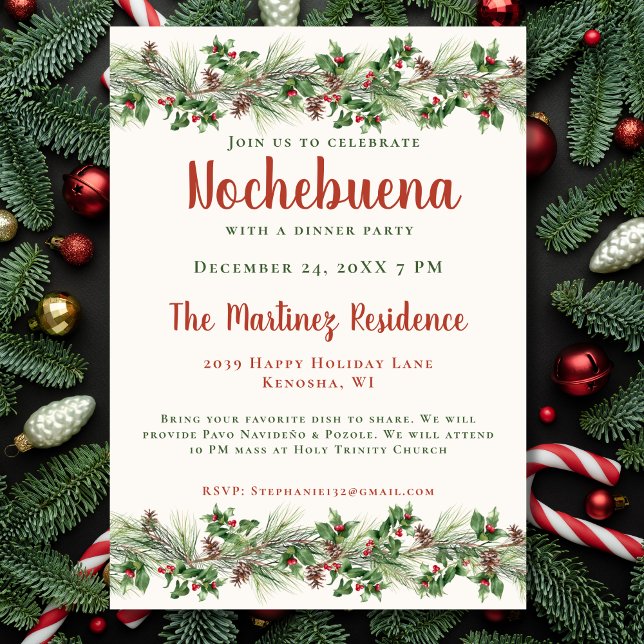 Jul Kväll Botaniska mexikanska Nochebuena Inbjudningar (Skapare uppladdad)
