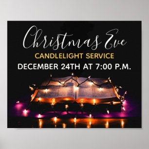 Jul Kväll Candlelight Church Service Poster