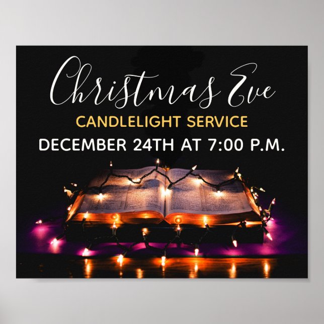 Jul Kväll Candlelight Church Service Poster (Framsidan)