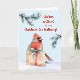 Jul Kväll födelsedag Kardinal Gift på vattenfärg Kort