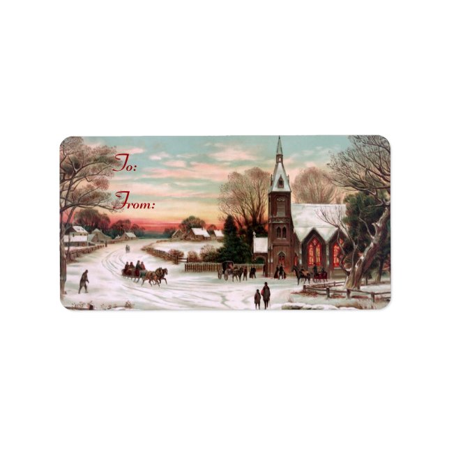 Jul Kväll Gift Märkre Stickers Adressetikett (Framsidan)