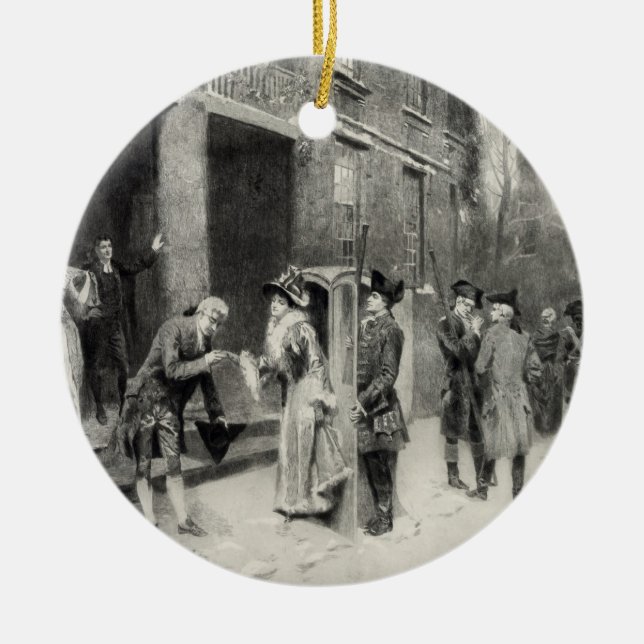 Jul Kväll i Colonial Times prydnadsföremål Julgransprydnad Keramik (Framsidan)