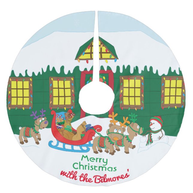 Jul Kväll i Santa's Julgransmatta Borstad Polyester (Framsidan)