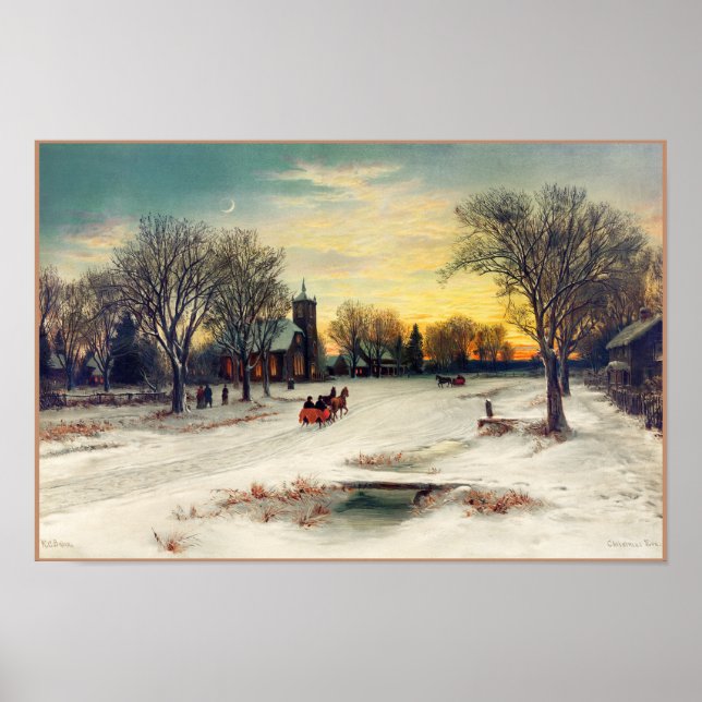 Jul Kväll Painting (1885) av W. C. Bauer Poster (Framsidan)