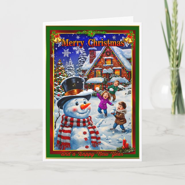Jul Kväll Snowball-strid Kort (Framsida)
