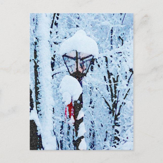 Jul Kväll Snowfall Helg Vykort (Framsida)