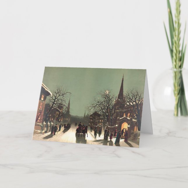 Jul-Kväll-tjänster, ett julkort Helgkort (Framsida)