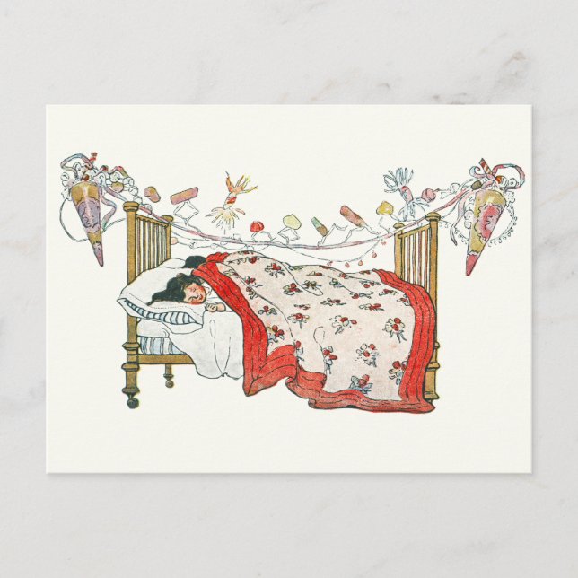 Jul Kväll Vintage Inbjudan Vykort (Framsida)